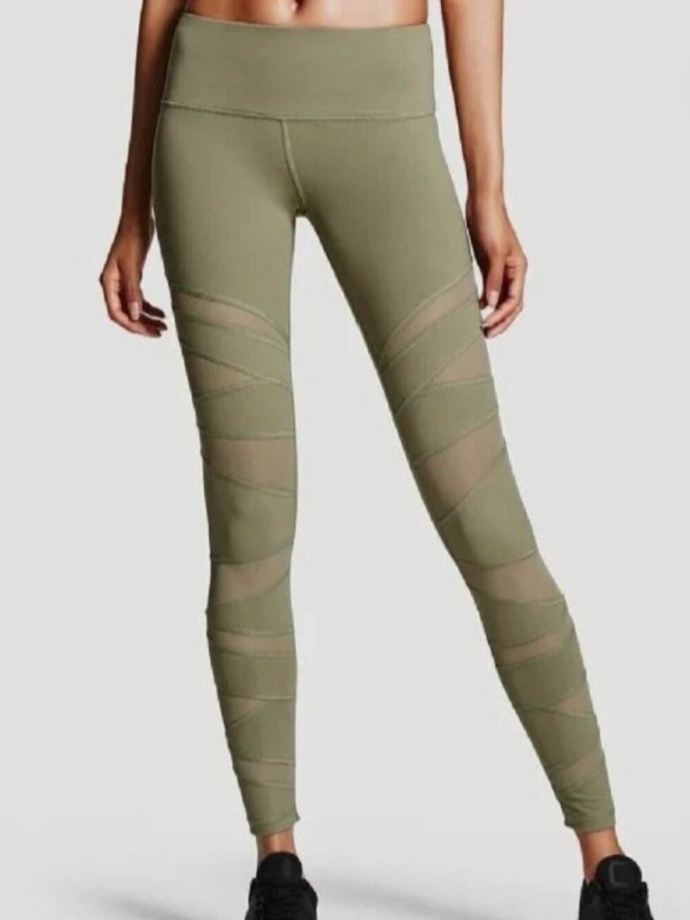 Victoria's Secret Sport Knockout Mesh Cutout Leggings Olive Green Size Medium